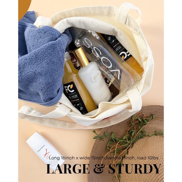 Trendy and Machine Washable Cotton Tote Bag for Shopping, Beach, and Daily Use - Picture 6 of 8